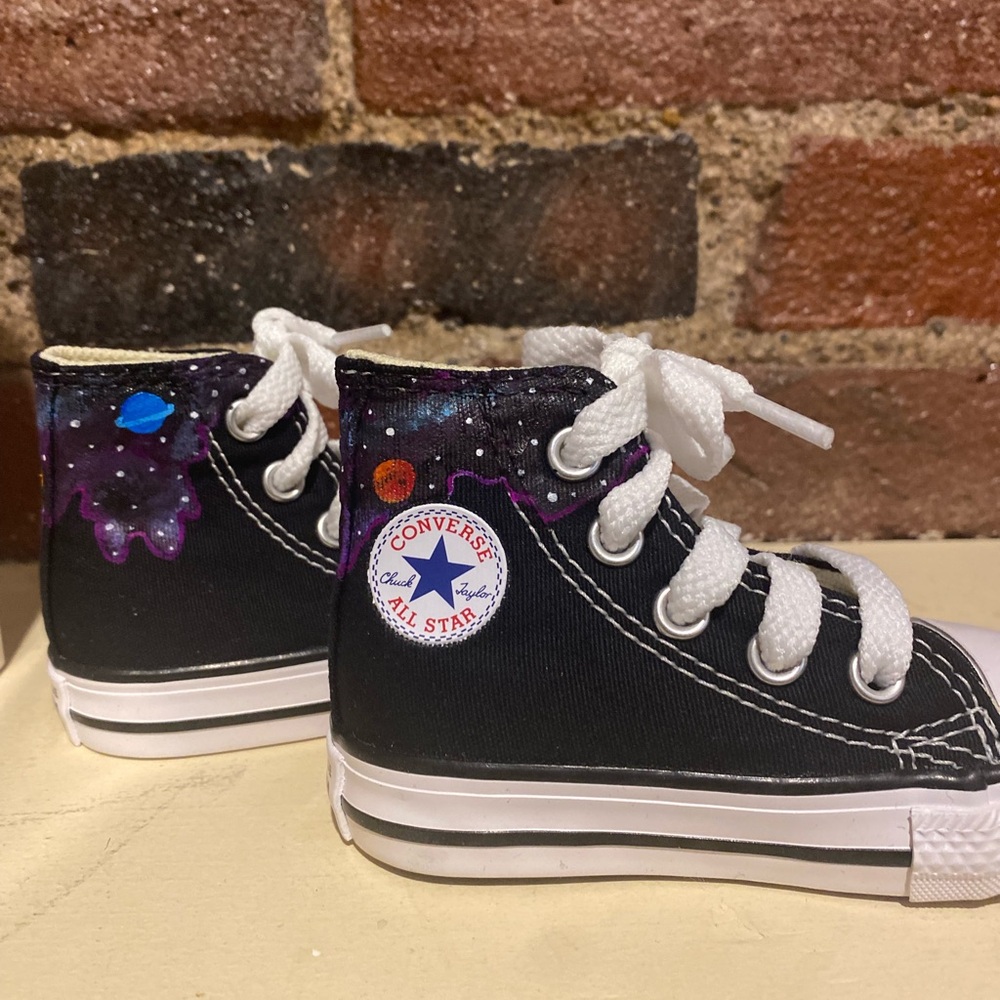 Handpainted space converse toddler size 3